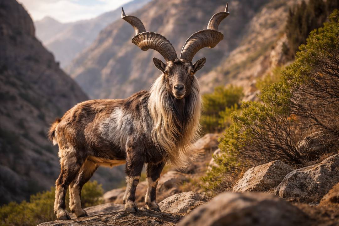 Markhor Kambing Liar Bertanduk Spiral dari Pegunungan Asia Tengah